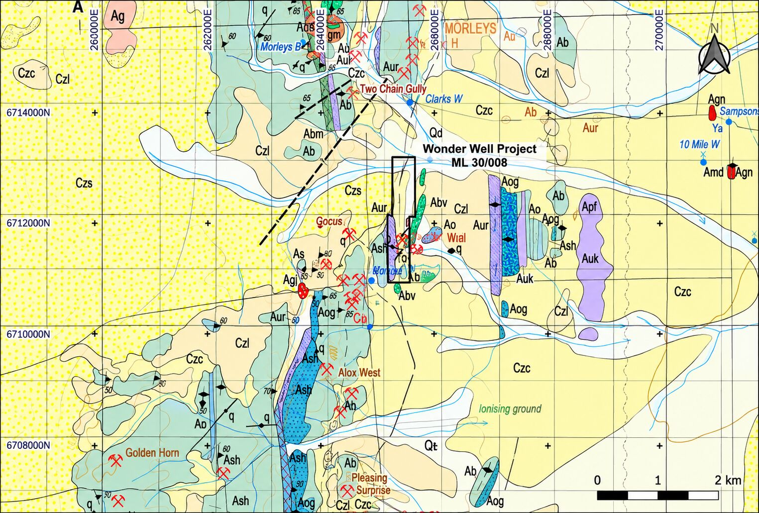 GSWA 1:100 000 geology of the project area